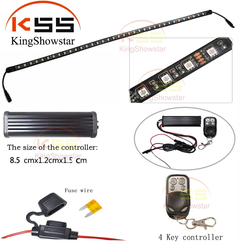 4X 24Led  Waterproof Marine Strip Flexible Blue Boats Lights with Remote