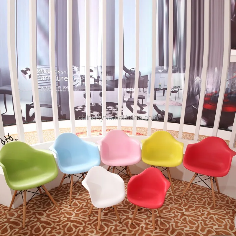 
Replica Colorful plastic chairs with wooden leg PP 125D 