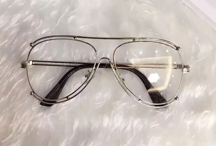 Korean Fashion Leisure Women Eyewear Hollow Flat Mirror glasses Fine Metal Frame Teenager Glasses