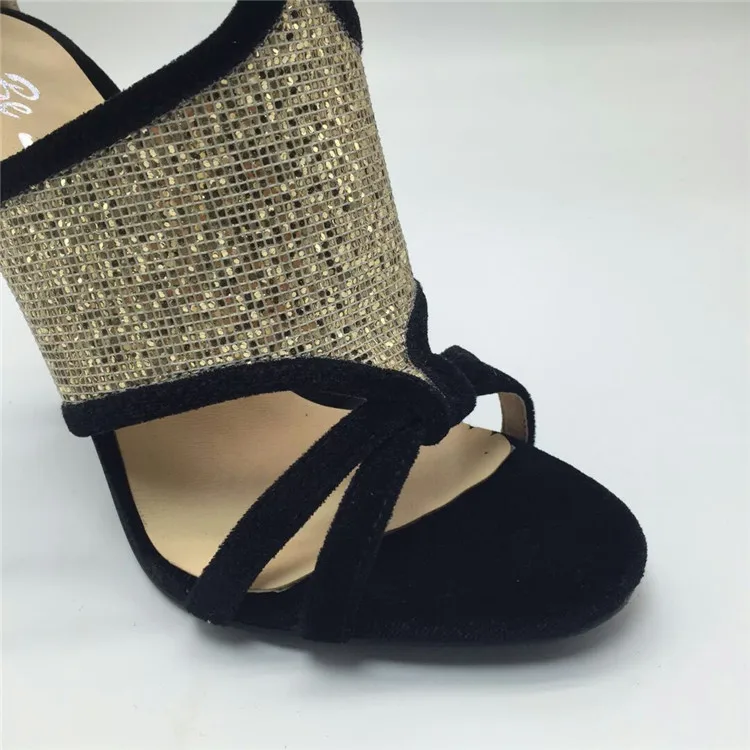 Buckle Up Sandals Stiletto Suede Summer Shoes 2020 High Heel Glitter Sandals