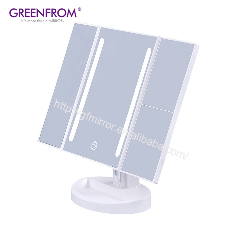 
 Luxe Настенный декор большое освещенное 3 Way три раза освещенная контржурным светом СИД вверх прямоугольник зеркало для макияжа с каймой для продажи  