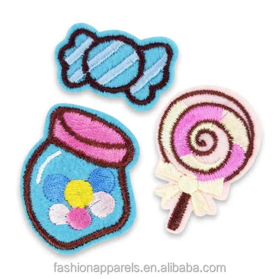 С помощью утюга набор из 3 предметов Kawaii конфеты в форме леденцов дешевые пользовательские вышитые патчи