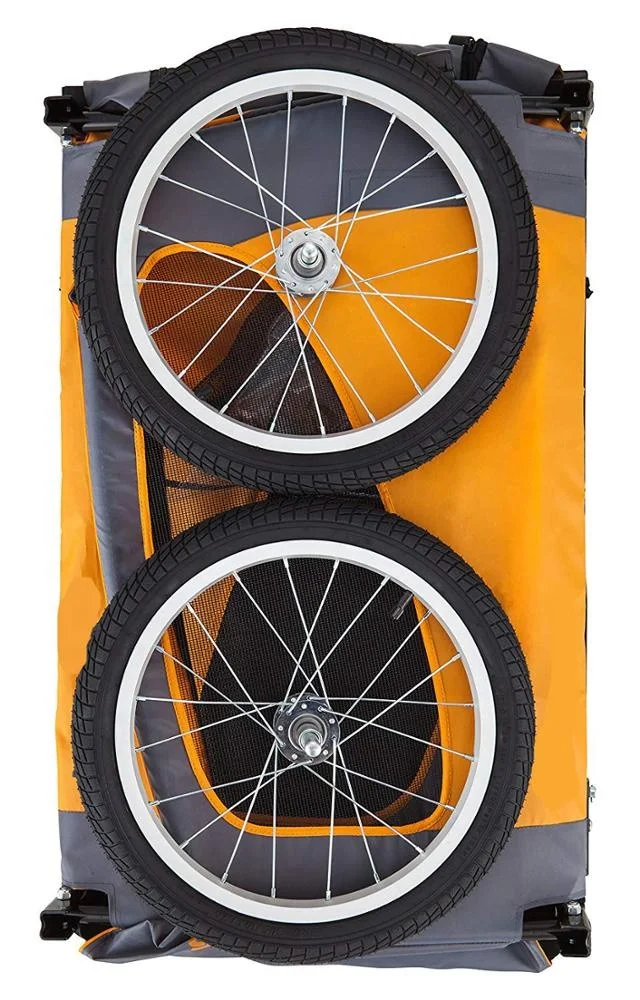 2 Seat Baby Trailer Foldable Dog Cat Bicycle Trailer folding  trailer for pet yellow