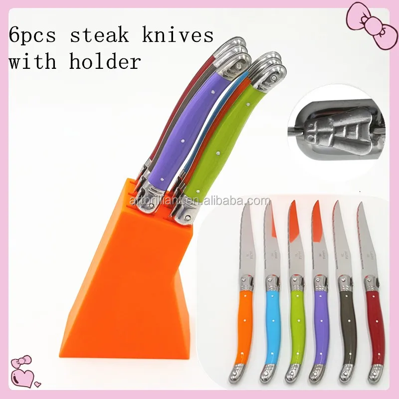 
Custom printing kitchen laguiole style 6pcs wooden steak knives set 