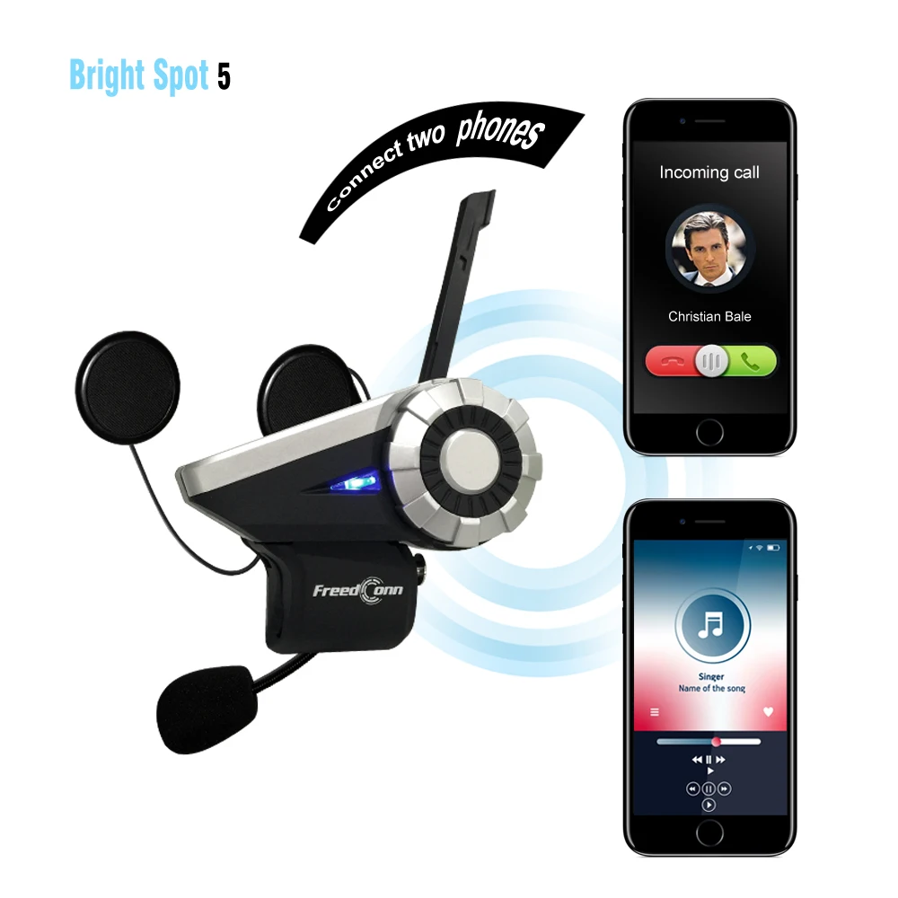 1pc Freedconn T-Rex 8 Riders talk at the same time 1500m T-Rex Motorcycle helmet Bluetooth Headset Intercom headphone
