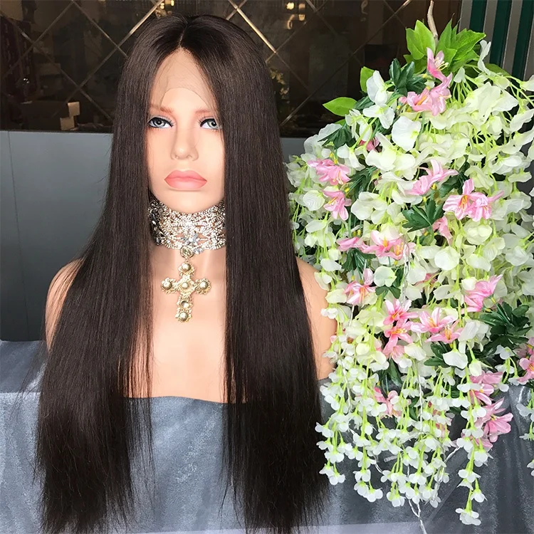 
Glueless Natural Brazilian Silk Top 100% Human Hair Full Lace Wig With Baby Hair 