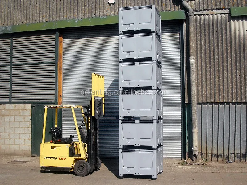 Heavy Duty Large OEM Customized Rigid Solid Industrial Food Grade Euro Plastic Pallet Box (1200x1000x760mm)