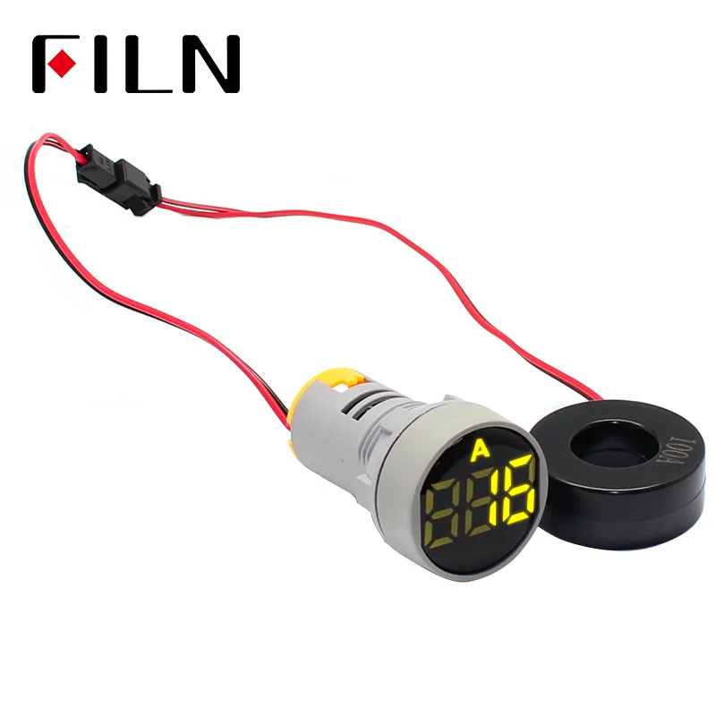  Filn 22 мм 0-100A цифровой амперметр индикатор светодиодная лампа квадратный световой сигнал переменного тока