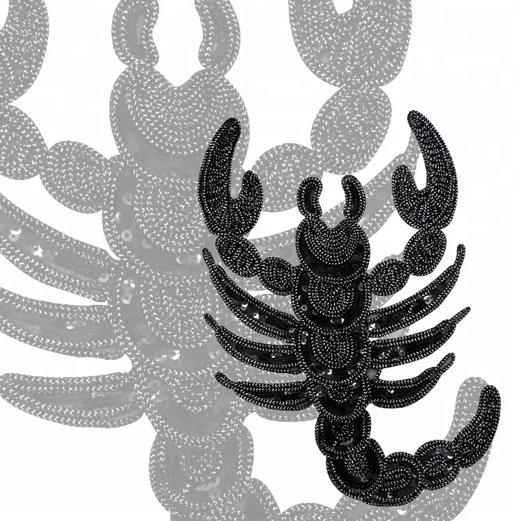 
GUGUTREE big sequins scorpion patches,embroidery big patches for jackets BP-61 