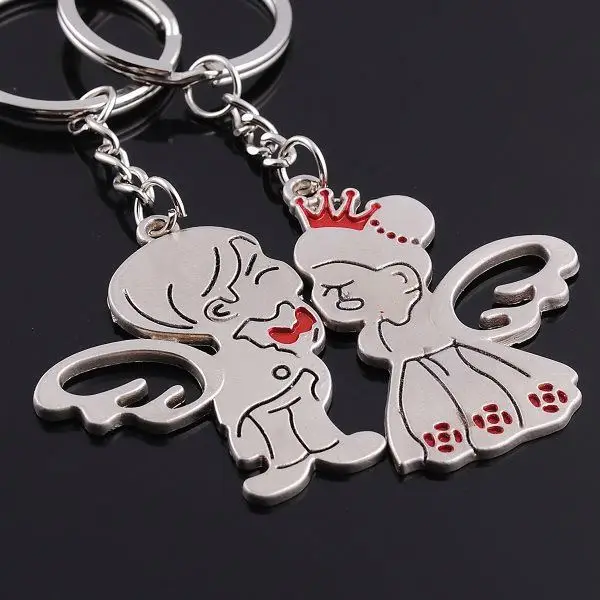 Promotion key lock shape couple keychain