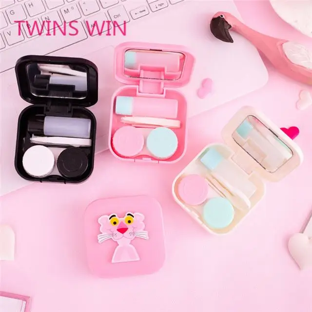 2018 Canada Summer promotional gift circle lenses case hot selling China lenses box Pink Panther Design Contact lens box