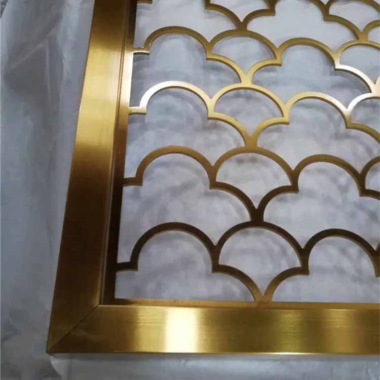 brass color brush surface stainless steel decorative screen laser cut wall panel for hotel restaurant decoration