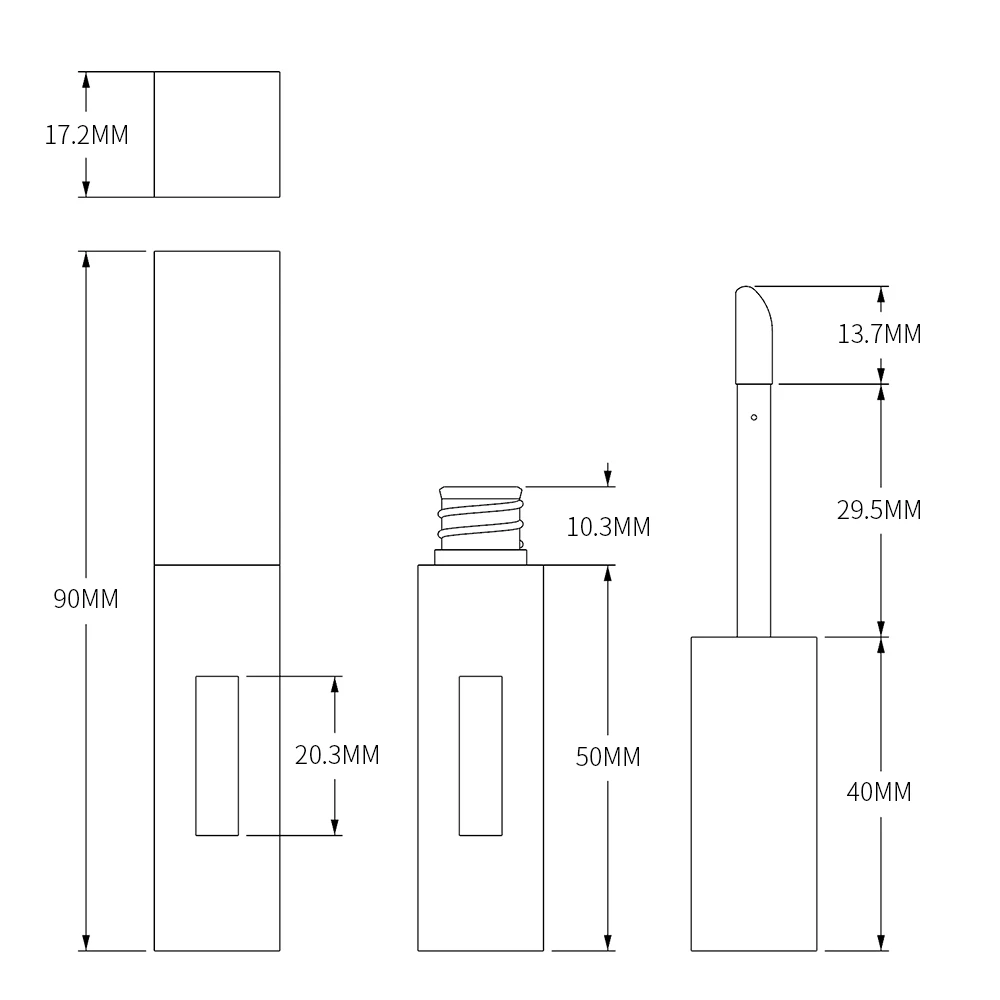 Privately customized 4 ml square lipstick set cosmetic packaging empty lipgloss tube