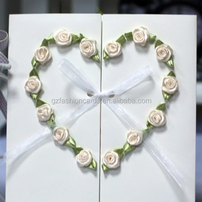 New Products Wedding Gatefold Flower Romantic Wedding Invitation with Heart
