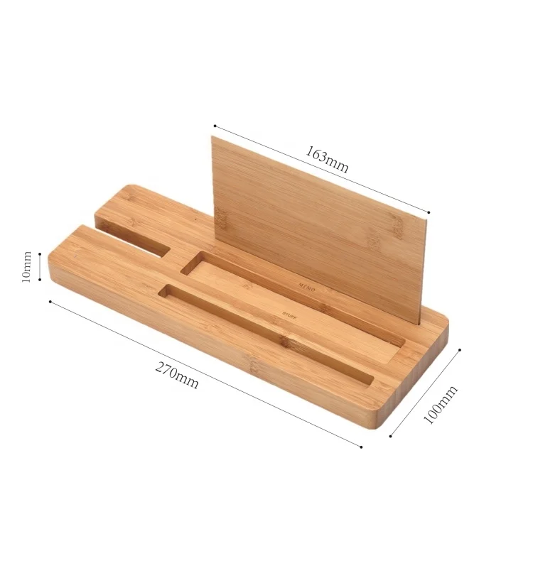 
Bamboo Desktop Organizer With Eyeglass holder 