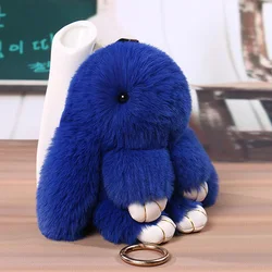 Rex Rabbit Fur Keychain Bunny Toy Doll For Bag Cute PomPom Rabbit Keychain