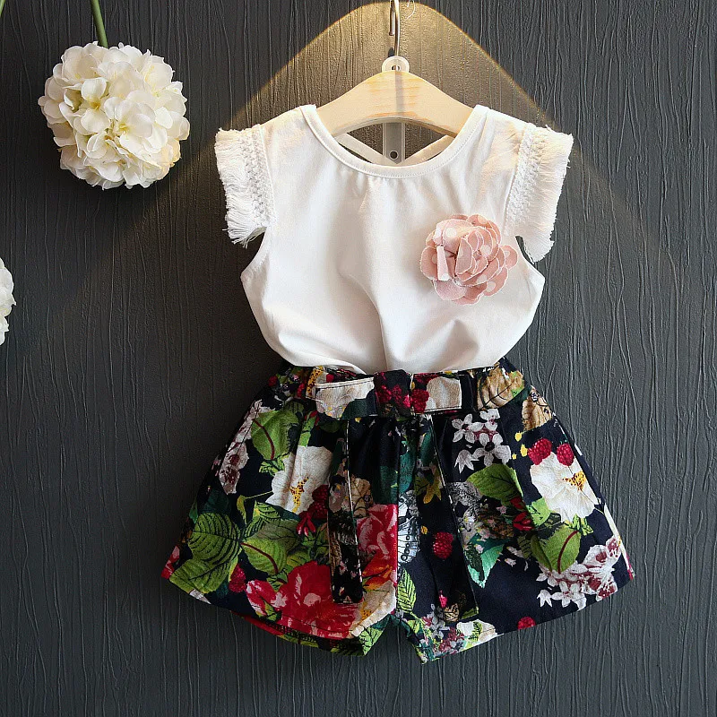 2018Summer season new design kids clothes set wholesale children girls clothes