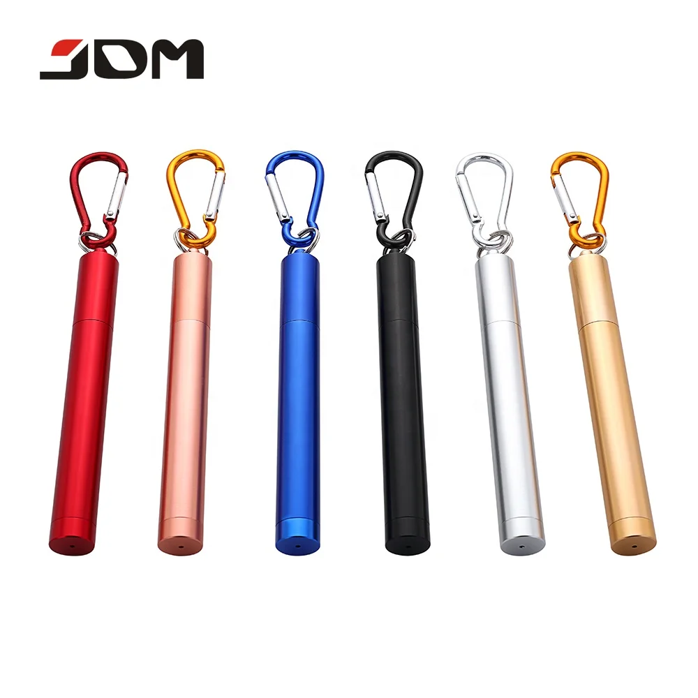 Stainless steel wholesale folding telescopic metal reusable drinking straw with customized logo