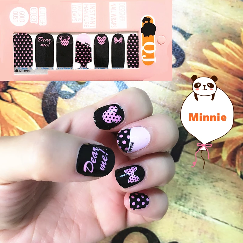 Black Pink m m Mouse child Nail Arts Nail Sticker Waterproof Nail Decal Sticker Gel Polish