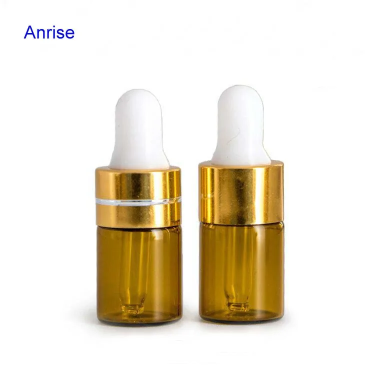 1ml 2ml 3ml 5ml Tester Amber Glass Aromatherapy Bottle Small Diffuser Essential Oil Dropper Bottle with Aluminum Cap
