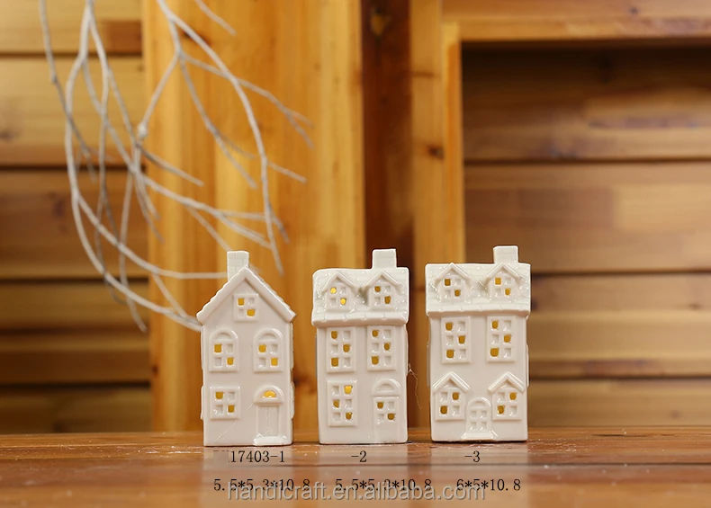Ceramic House Model Led Light Indoor Christmas Decoration