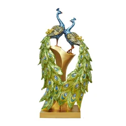Factory Manufacturer Accept Custom Wholesale High Quality Polyresin Home Decoration Statue Peacock JE-011