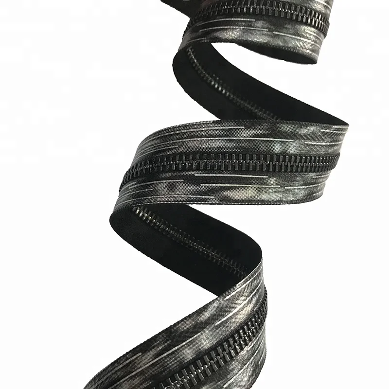 New Design Titanium Alloy 5# Waterproof Metal Zipper Printed Ink Style Tape