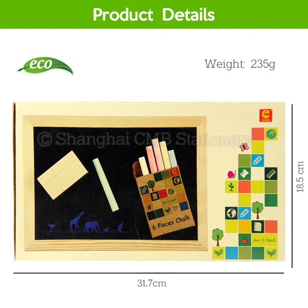 Back to school wood small blackboard set with chalks and dusters
