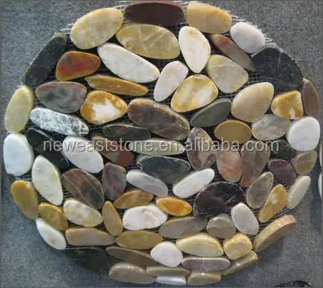 Cheap pebble stone mosaic wall finishes flooring tiles