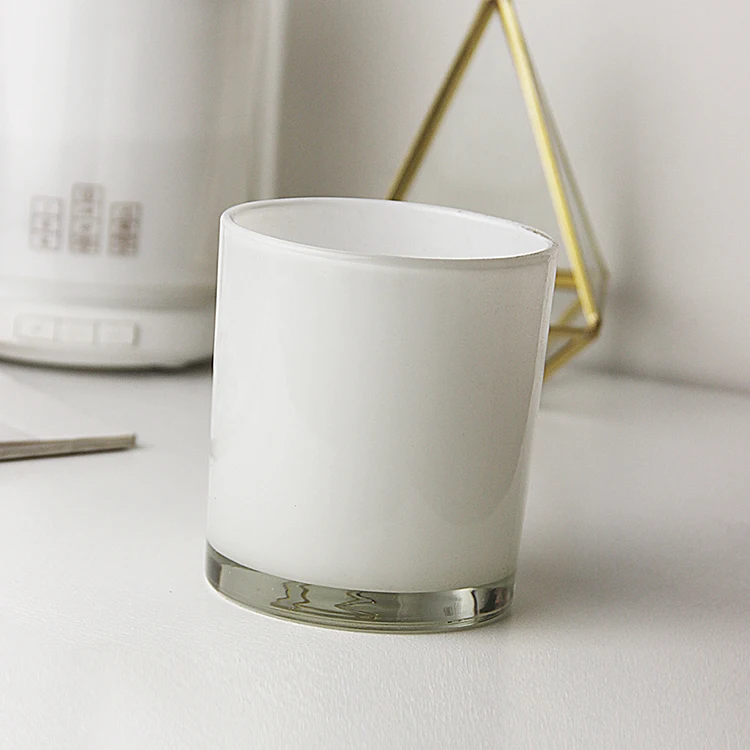 Custom Color Size Quality Cylinder Smooth White Glass Container Tealight Cups Candle Holders Lanterns Candle Jars Wholesale