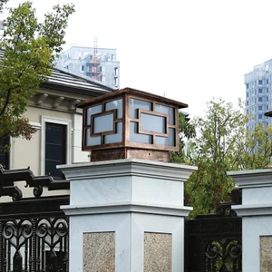 
New Multifunctional Garden Decoration Solar Post Light, Solar Fence Post Pillar Light with Glass Lampshade Series 