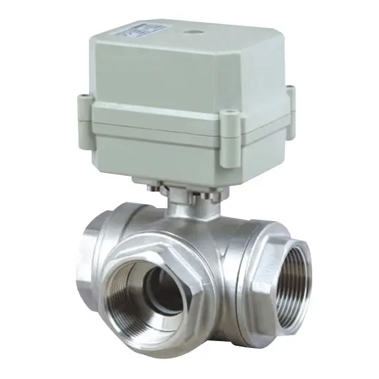 1.0MPa ball valve 1/2' 3-way BSP/NPT Stainless Steel Horizontal Brass High Quality Motorized Ball Valve