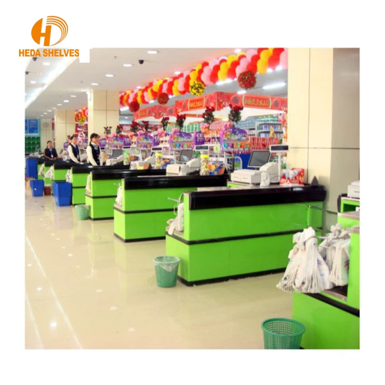 Gondola Checkout Counter Modern Retail Checkout Counters Supermarket Cashier Counter