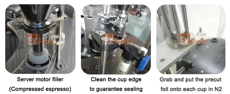 Rotary nespresso coffee capsule filling and sealing machine