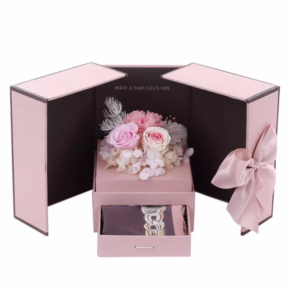 Ecuador preserved roses gift in double door flower box