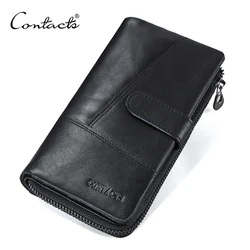 Fashion Crazy Horse Genuine Leather Long Design Phone Men Wallet