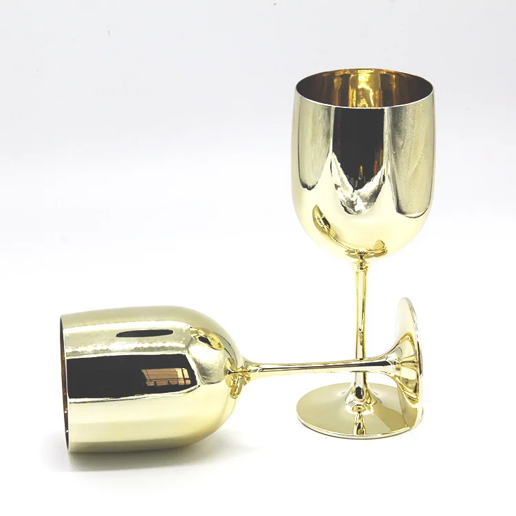 15oz Solid color round reusable color plastic gold goblet