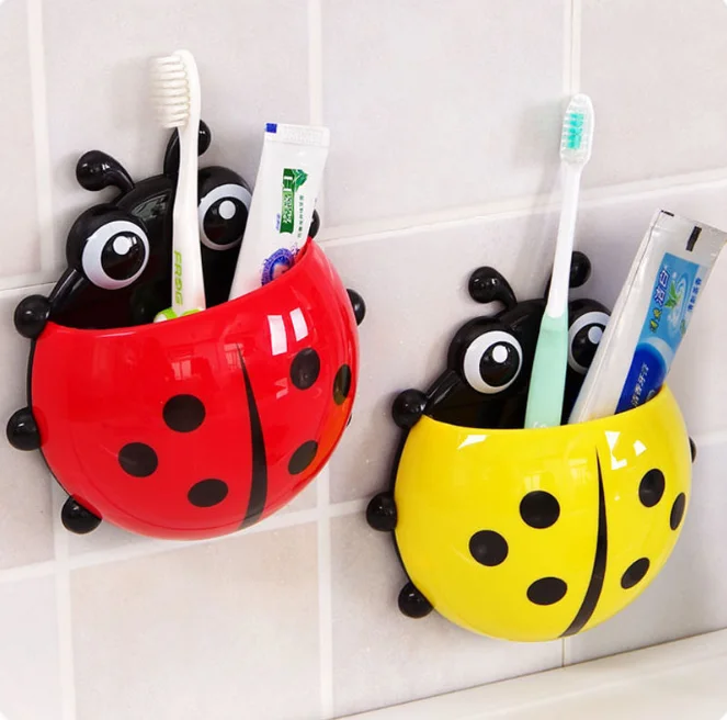 Cheap ladybug shaped kids toothbrush holder / Wall Mounted Bathroom Kids Toothbrush Cup / toothpaste Toothbrush Holder