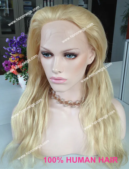 20inch hair length #613 white blond full lace wig 100% human virgin hair HONOR wigs NW natural wave