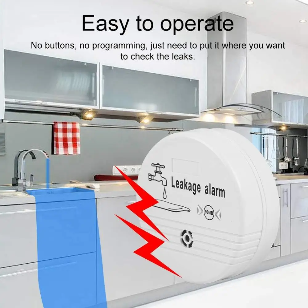 Wireless Water Leak Detection Sensor,Pipe Water Flow Leak Detector In Alarm