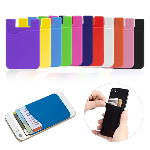 Promotion Gift 3M Adhesive Silicone Mobile cash wallet Custom Logo cell phone card holder