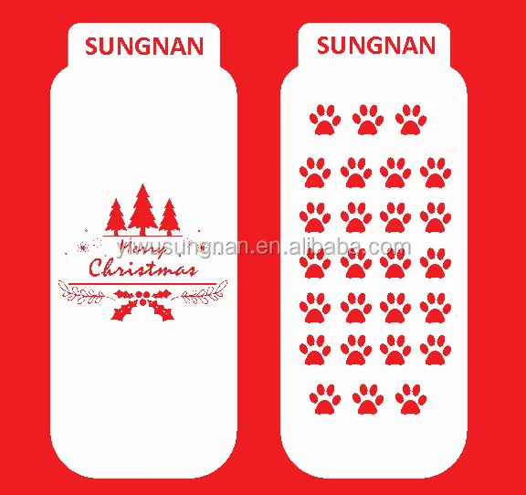 Christmas OEM Anti Slip Non Skid Slipper Rubber with grippers yoga trampoline running socks