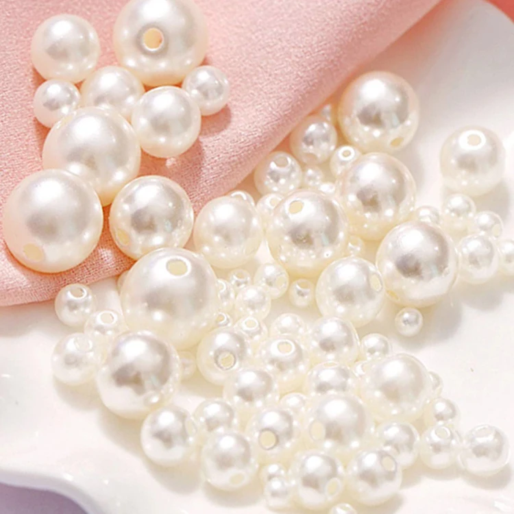 Decorative round loose faux white plastic decoration pearls