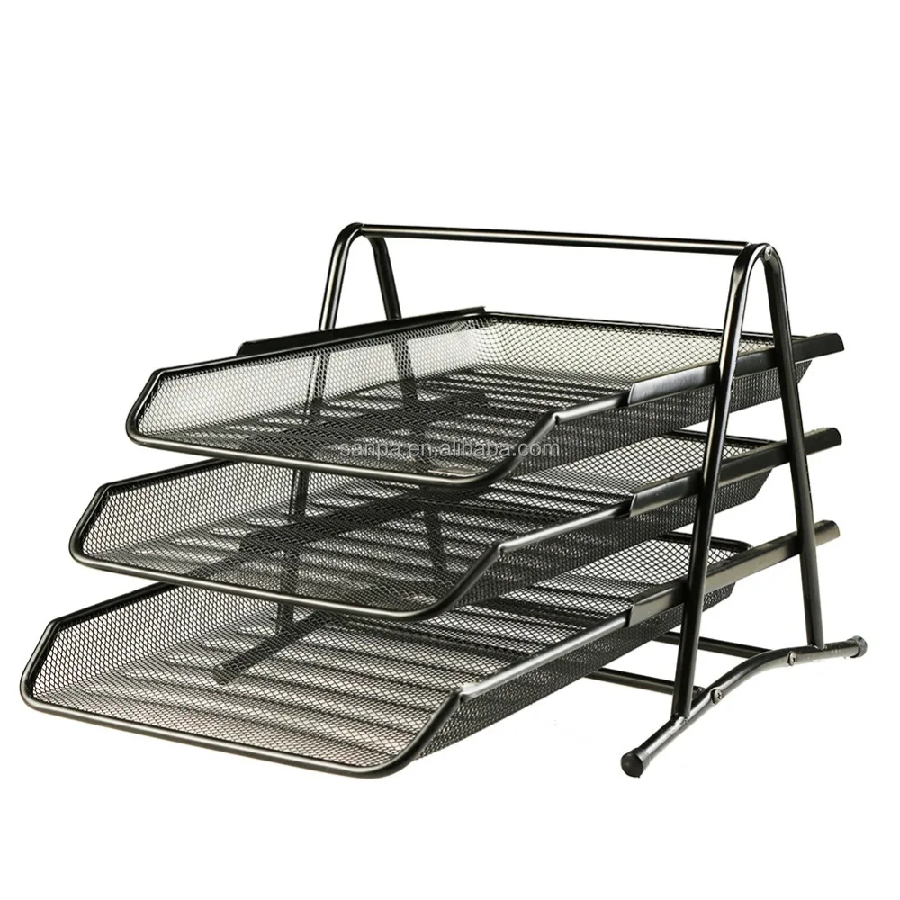 
High Quality Office Stationery Metal Mesh 3-Tier Document Tray / A4 Paper Tray 