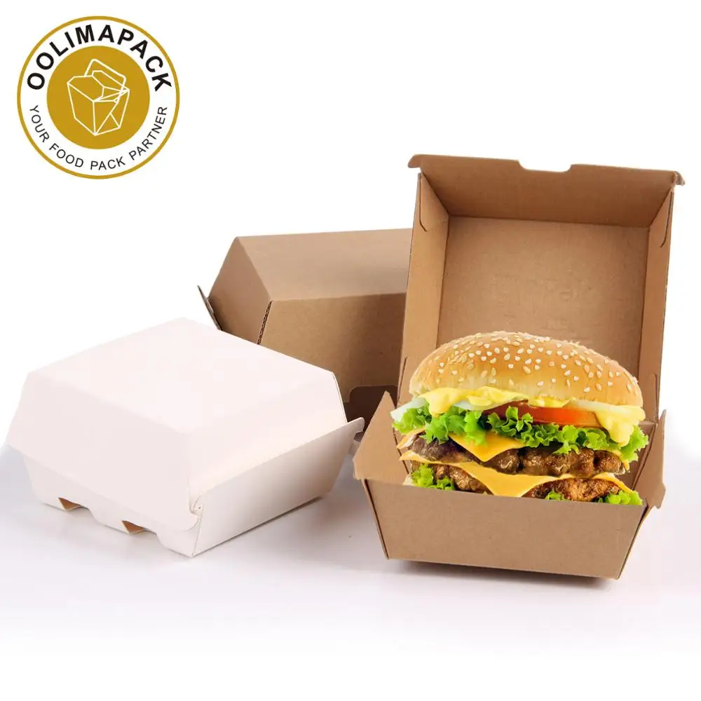 custom printed paper burger box,corrugated hamburg box