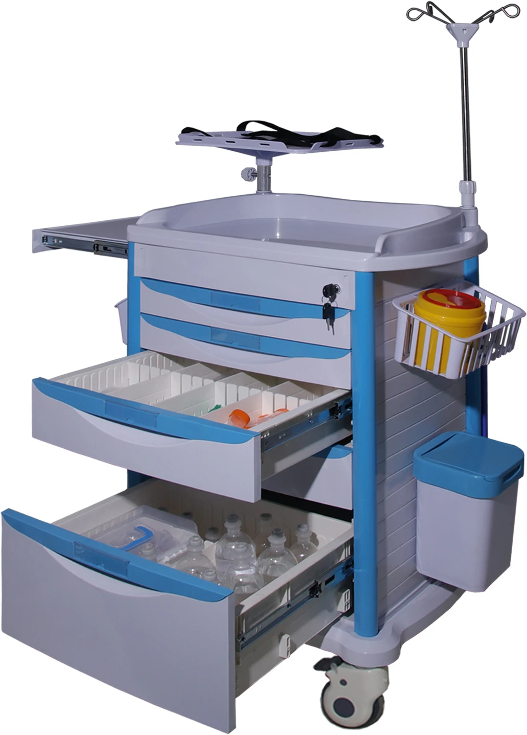 BT-EYN10 5-drawers abs plastic emergency drugs equipment hospital ward patient medical cash cart trolley with wheels price