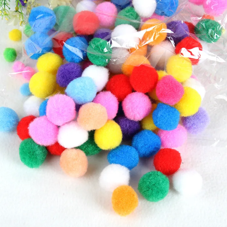 Wholesale Multi Size Colorful Pompoms DIY Dolls Garment Handmade Material Soft Fluffy Pom Poms Ball For DIY Kids Toy Accessories