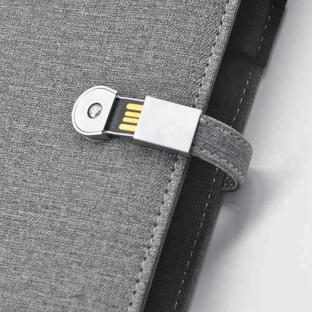 
Newest PU leather reusable notebook with USB and power bank 