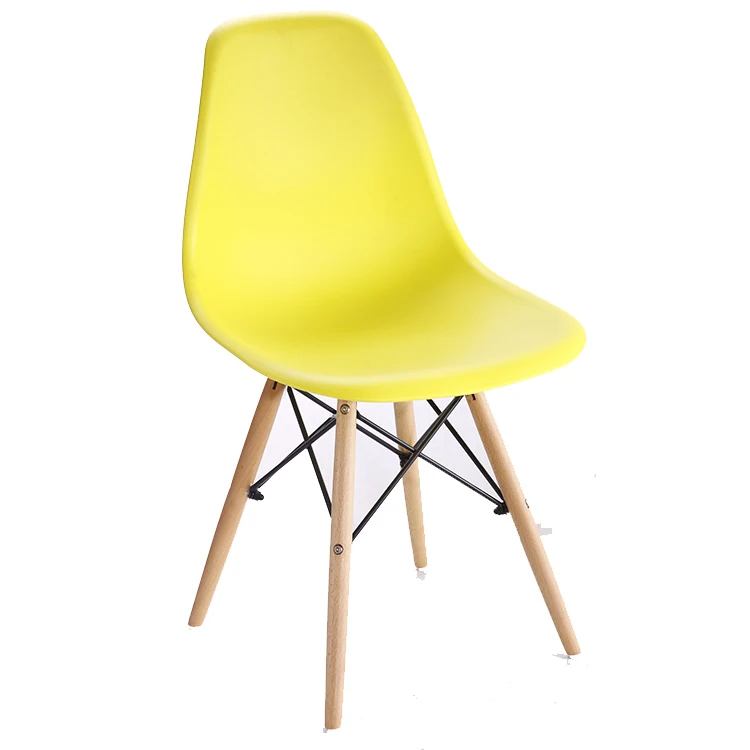 Popular Luxury Coffee Shop Modern Used EAM Colored PP Plastic Cafe Restaurant Dinning Dining Chair With Wooden Legs