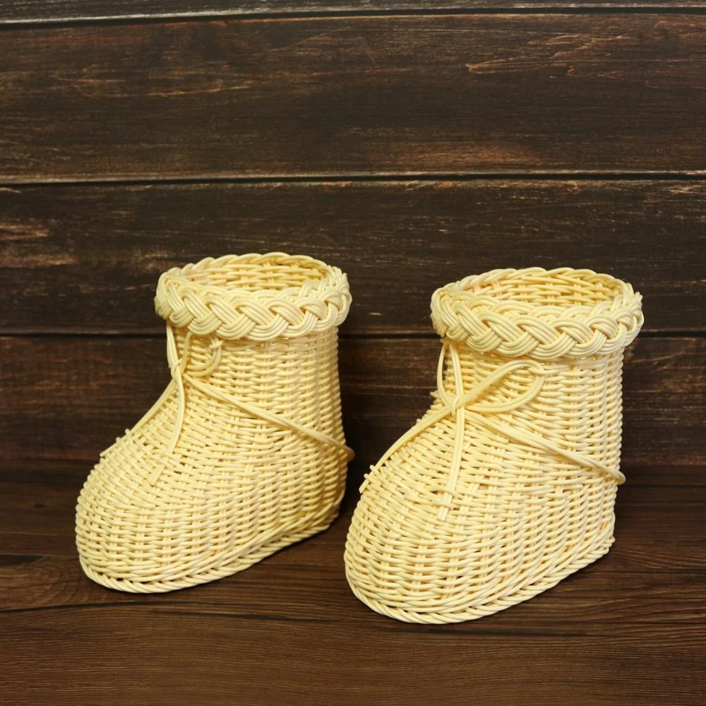 Boot Shape Rattan Vase for Home, Office, Garden, Christmas, New Year, Festival, Party, Wedding Decor